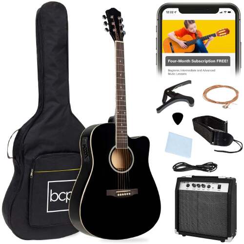 Beginner Acoustic Electric Cutaway Guitar Set w/ Gig Bag, Strap - 41in - Lot 1453