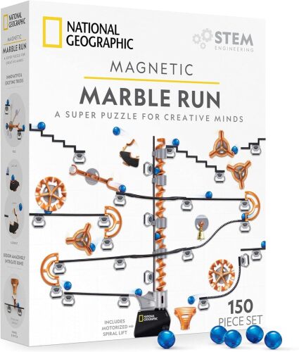 NATIONAL GEOGRAPHIC Magnetic Marble Run - 150-Piece STEM Building Set for Kids & Adults - Lot 1356