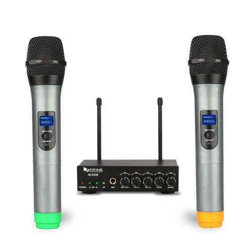 FIFINE K036 DUAL WIRELESS MICROPHONES SYSTEM FOR GIG, HOME KARAOKE WITH PA SPEAKER, KARAOKE MACHINE - Lot 1515
