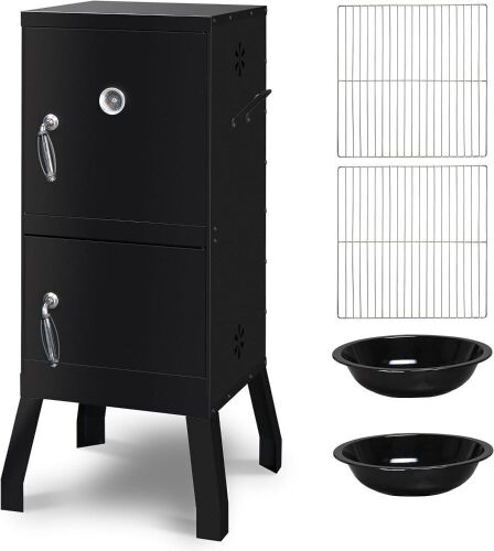 ROVSUN 2-in-1 Outdoor Smoker with Double Doors with Two Detachable Grill Smoking Racks  - Lot 59