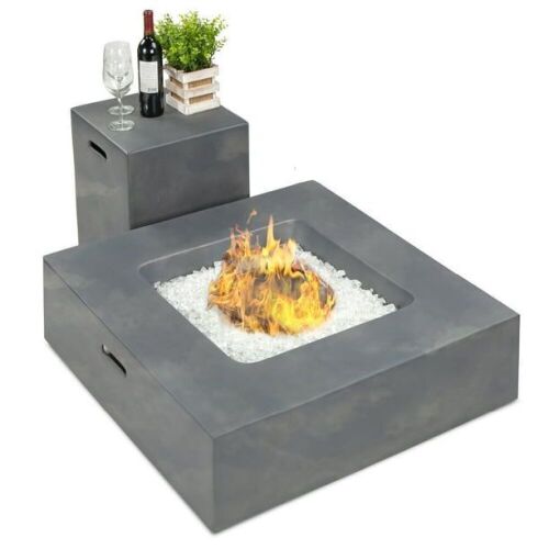 35x35in 40,000 BTU Outdoor Square Propane Fire Pit Table - No Tank Storage  - Lot 67