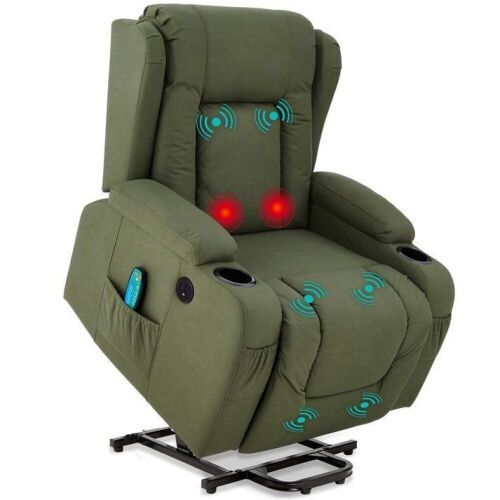 Electric Power Lift Recliner Massage Chair w/ Heat, USB Port, Cupholders - Lot 85