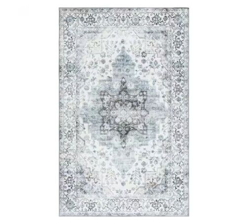SAFAVIEH Arizona Ivory/Blue 8 ft. x 10 ft. Border Ornate Machine Washable Area Rug - Lot 144JF