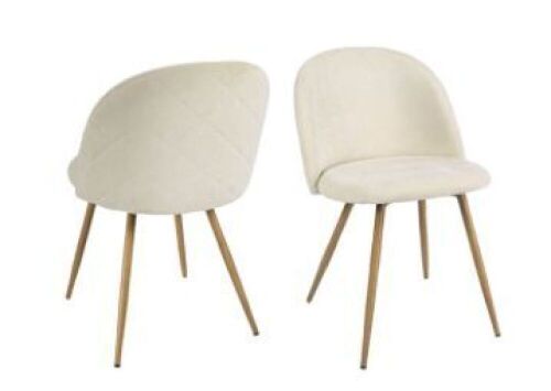  Contemporary Off-White Polyester Fabric Upholstered Side Dining Chairs, Set of 2  - Lot 150