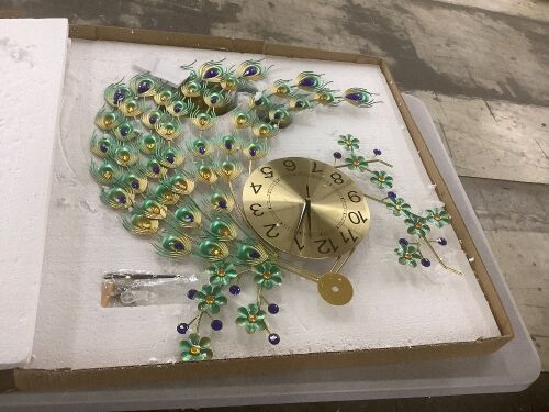 Peacock Shaped Wall Clock  - Lot 316