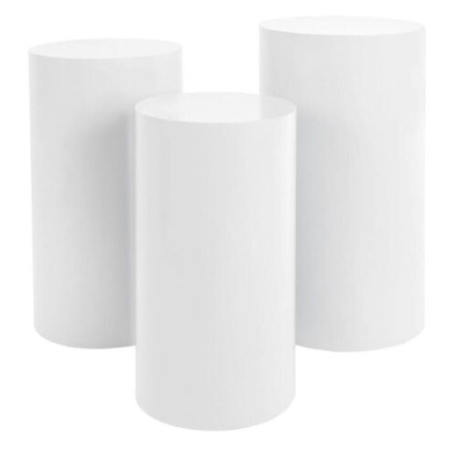 3-Piece White Iron Cylindrical Display Stands - Lot 373