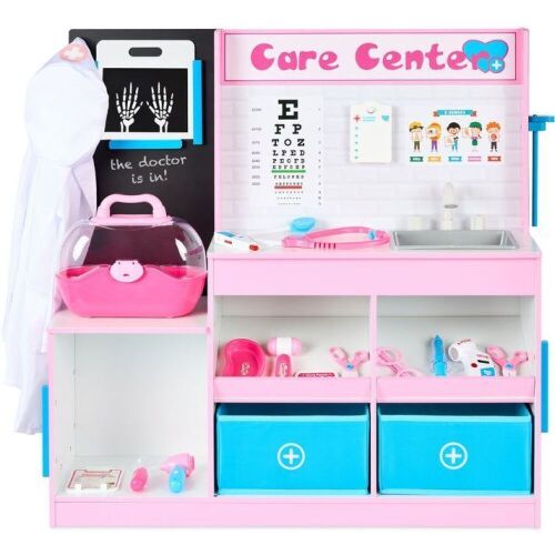 Pretend Play Doctor's Office, Kids Wooden Toy Set w/ Accessories Included - Lot 383