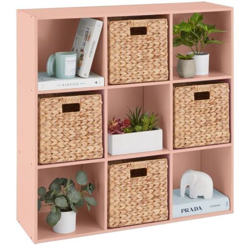 9-Cube Bookshelf Storage Display w/ 3 Removable Panels, Customizable Design - Lot 497