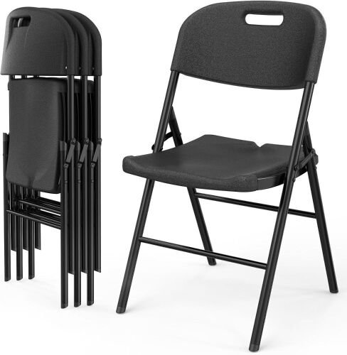 VINGLI Portable HDPE Folding Chairs with Steel Frame, 4 Pack  - Lot 569