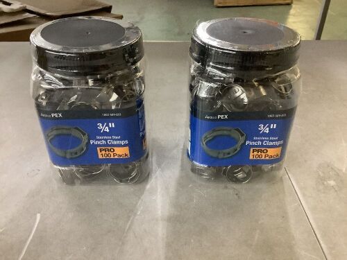 Lot of (2) Apollo 3/4 in. Stainless Steel PEX-B Barb Pinch Clamp Jar, 100-Pack - Lot 755JF