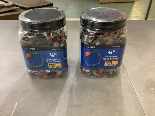 Lot of (2) Apollo 3/4 in. Stainless Steel PEX-B Barb Pro Pinch Clamp Pro Pack, 100-Pack - Lot 756JF