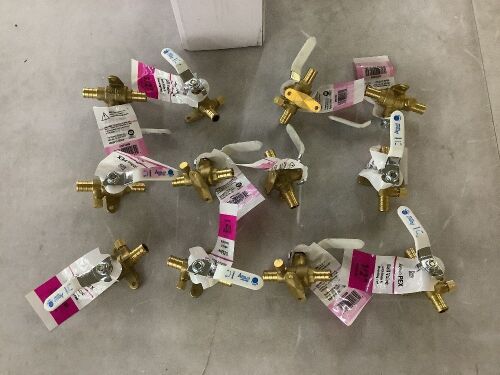 Lot of (12) Apollo 1/2 in. Brass PEX-B Barb Ball Valve with Drain and Mounting Pad - Lot 757JF