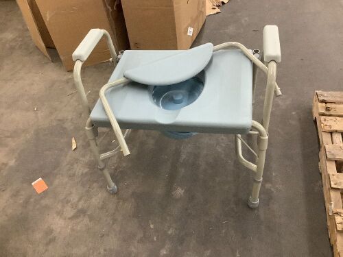 550 lbs Heavy Duty Drop Arm Medical Bedside Commode Chair - Holes for Backrest Bent - Lot 868