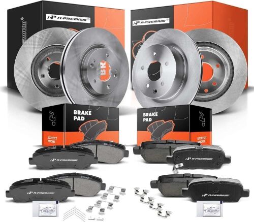  A-Premium Front Vented & Rear Solid Disc Brake Rotors + Ceramic Pads Kit for Maxima 2009-2014 2016-2019, 3.5L, 12-PC Set  - Lot 111