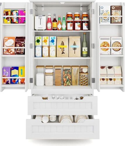 47" Kitchen Pantry Storage Cabinet with Drawers  - Lot 113