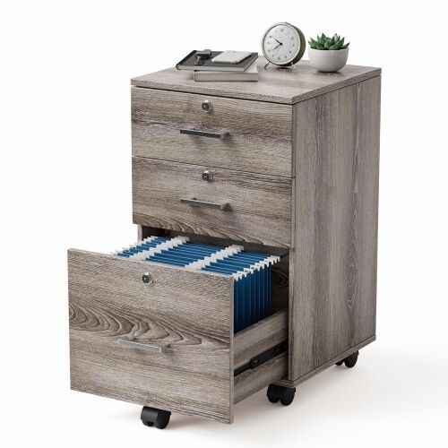 VINGLI 3-Drawer Wood File Cabinet with Lock - Lot 441