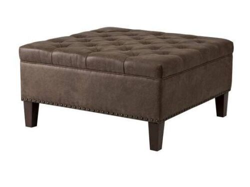 Madison Park Alice Brown Fabric Tufted Square Cocktail Ottoman - Lot 130