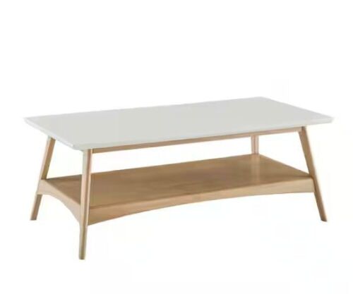 Madison Park Avalon 48 in. Off-White/Natural Rectangle Wood Coffee Table - Lot 133