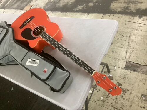 Acoustic Electric Bass Guitar w/ Equalizer, Truss Rod, Padded Gig Bag - Lot 329