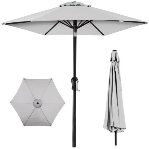 Outdoor Steel Market Patio Umbrella Decoration w/ Tilt, Crank Lift - 10ft - Lot 753