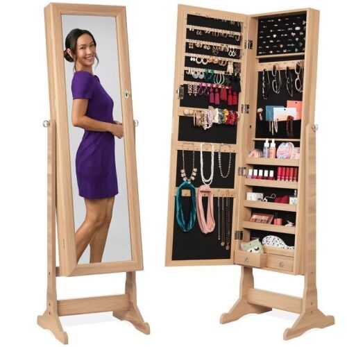 Full Length Freestanding Jewelry Mirror Armoire w/ Velvet Interior - Lot 404