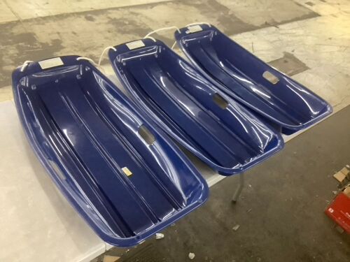 Lot of (3) Kids Outdoor Plastic Toboggan Snow Sled Board w/ Pull Rope, Handles - 35in - Lot 707