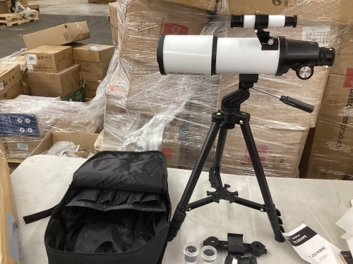 HETEKAN Telescope 90mm aperture 800mm telescope for adults astronomy portable professional refractor with stainless tripod and phone adapter carry bag - Lot 17