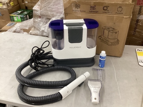 MUJERBAY Upholstery Carpet CLeaner 12Kpa Portabel Spot and Stain Cleaner, Easy Move with UNiversal WHeel & Hanfle 1.18in Deep Cleaning Machine for Couch Stairs Car and Pet Messes - Lot 19