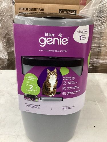 litter genie standard pail (silver) Cat litter box waste disposal system for odor control  - Lot 109