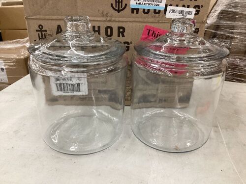 Anchor Hocking Heritage Hill 1 gallon glass jar with lid set of 2 - Lot 121