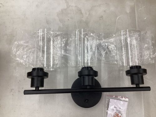 Unicozin modern bathroom fixure, 3 lights vanity light with clear glass shade (Black) e26 base  - Lot 128