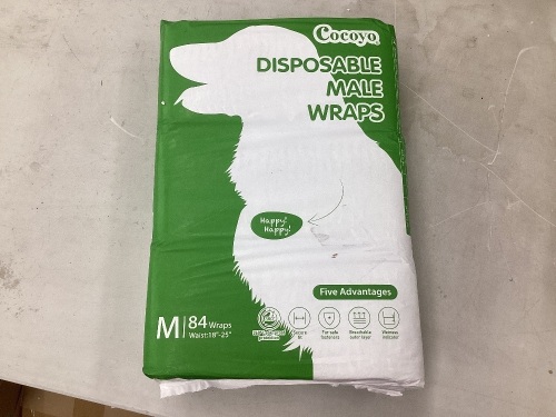 COCOYO Disposable Male Dog Wraps, Medium Size, 84 Count, Super Absorbent, Breathable, Wetness Indicator - Lot 141