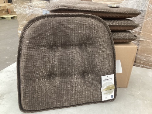 Klear Vu Gripper Overstuffed Universal Non-Slip Dinning Chair Cushions for Kitchen Decor or Office use, U- Shapped Skid-Proof seat pad 15x15 in 4 count waffle brown color - Lot 157