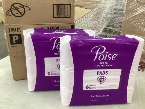 Poise Incontinence & Postpartum Pads for Bladder Leaks, 5 Drop Maximum Absorbency, Regular Lemgth, 84 Count ( 2 packs pf 42) - Lot 158