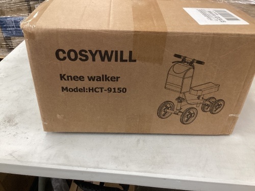 COSYWILL Knee Walker Model; HCT-9150 Knee Stearable Scooter, Economy knee walker all terrain foldable medical scooter for foot injuries Black - Lot 170