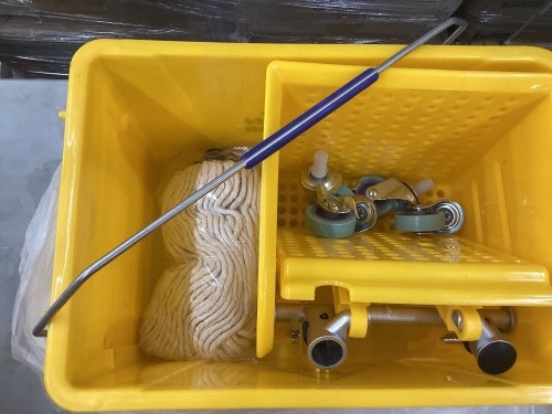 Commercial Mop Bucket with Side Press Wringer on Wheels, Including one Commercial Mop, 35 Quart Yellow - Lot 171