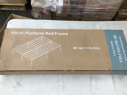 Full Bed Frame no box Spring Needed, 14 Inch Heavy Duty Metal Platform Bed Frame Full Size with Storage 2500 lbs steel slats support easy assembly black - Lot 175