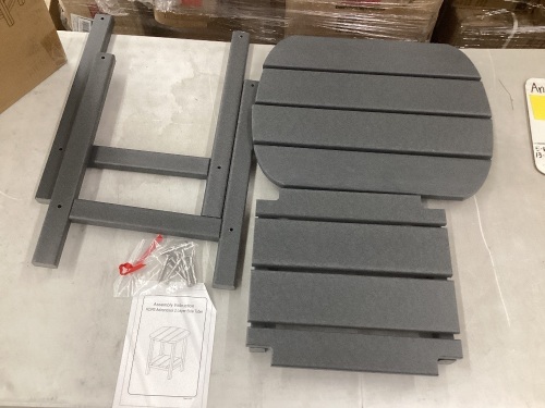 PASAMIC Outdoor Side Tabel HDPE adirondack oval side table with 2 tier storage weather resistant outdoor end table for patio backyard (grey) - Lot 192