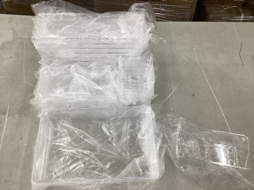 Clear Storage trays organizer set 21 piece ( one is broken) multi size plastic containers  - Lot 195