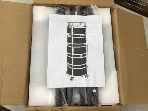 Fruit Vegetable Basket with tp lid 5 teir Roatating Storage Rack with Wheels rolling care basket organizer for corn, potatoes, onion, Black  - Lot 199