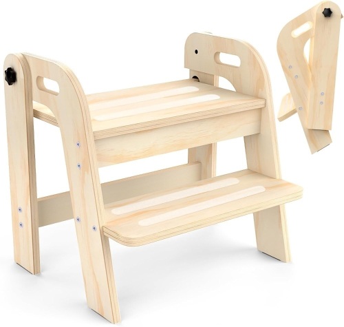 Toddler Step Stool Wooden 2-step stool for kids - Lot 201