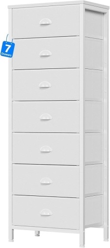 Furnulem White Tall Dresser 7 Drawers - Lot 224