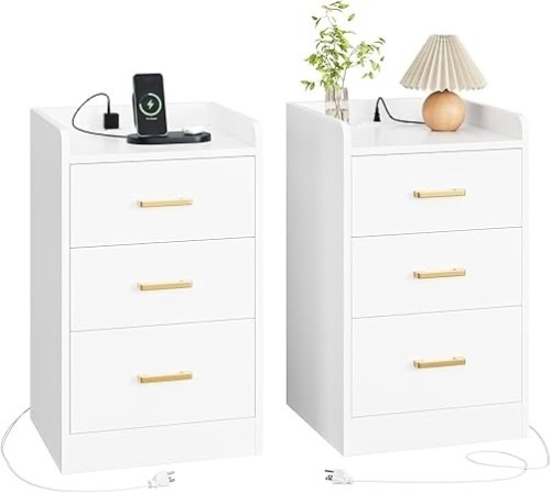 FOTOSOK Nightstands set of 2 White - Lot 9