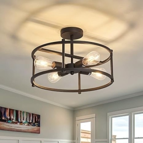 Hesoge store Industrial Semi Flush Mount Ceiling Light - Lot 248