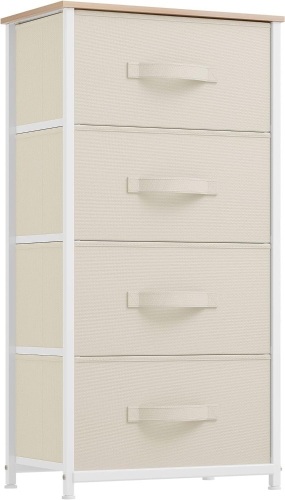 4 Drawer Fabric Dresser White - Lot 250
