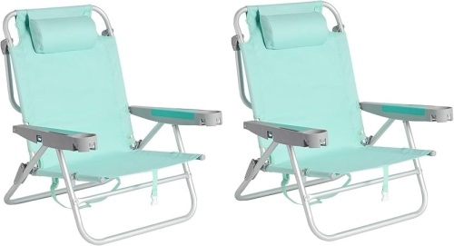 SUNNYFEEL Low Folding Beach Chairs for Adults 2 Pack - Lot 254