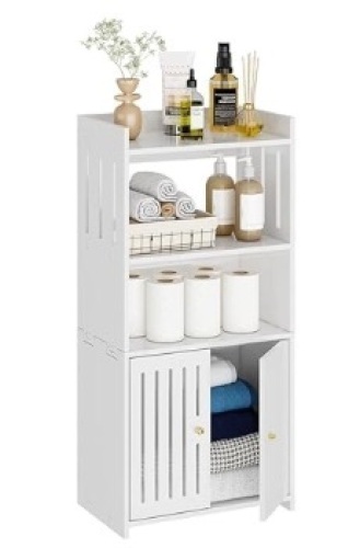 Hayofamy 4 tier white bathroom cabinet - Lot 423