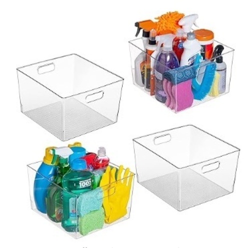Clear Space Plastic Storage Bins, Set of 4 - Lot 435