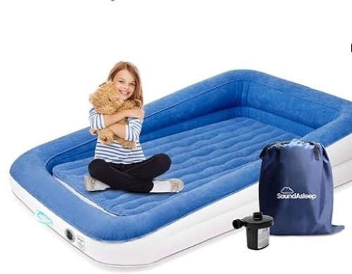 Sound Asleep Kids air mattress with external pump, Blue - Lot 408