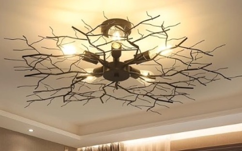 HMVPL large semi flush mount ceiling light. 5 lights with branch shapes. - Lot 46